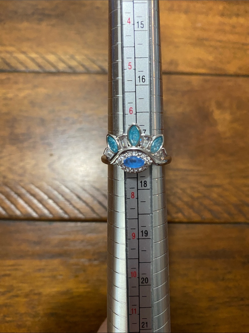 Bomb Party OG Originals Ring Ocean Blue Quartz & Ice Crystal - Rhodium - 7